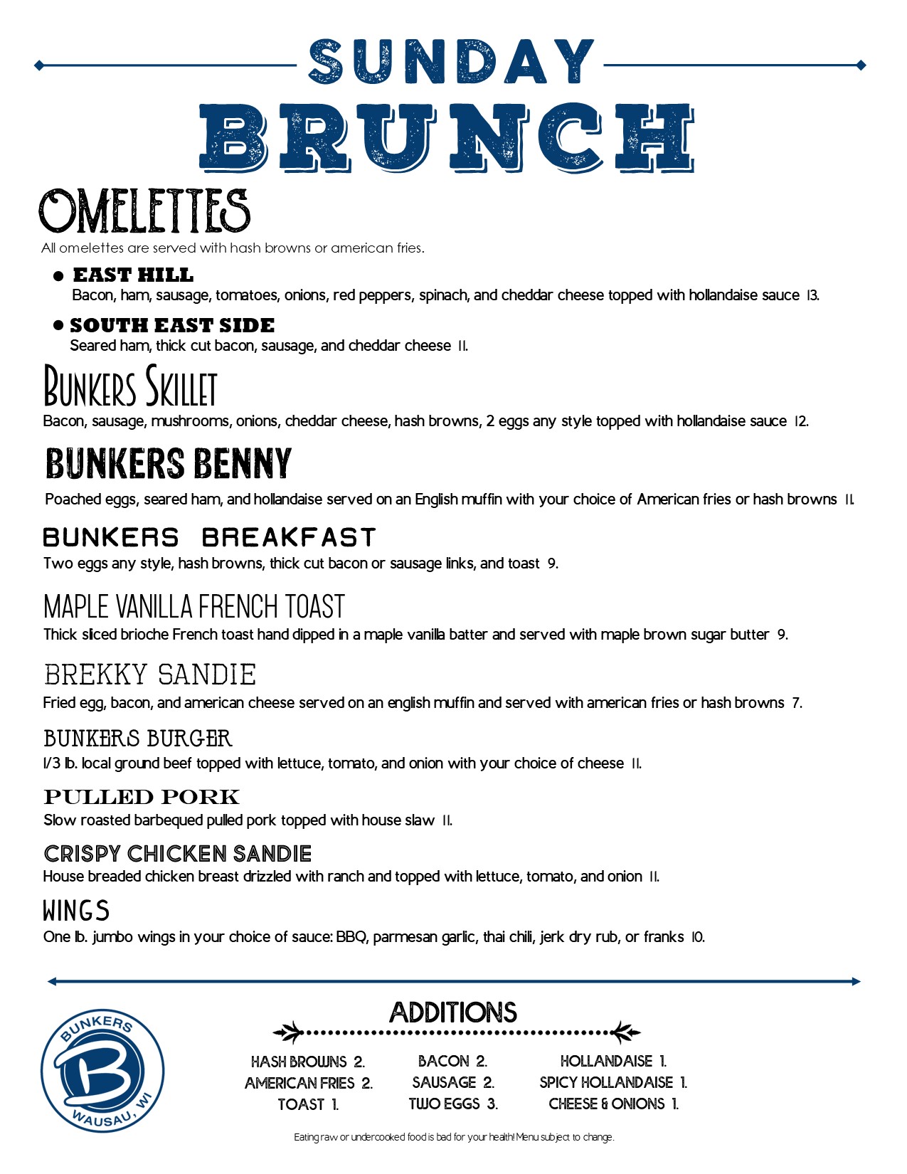Public Golf Course Wausau, WI Dining Menus